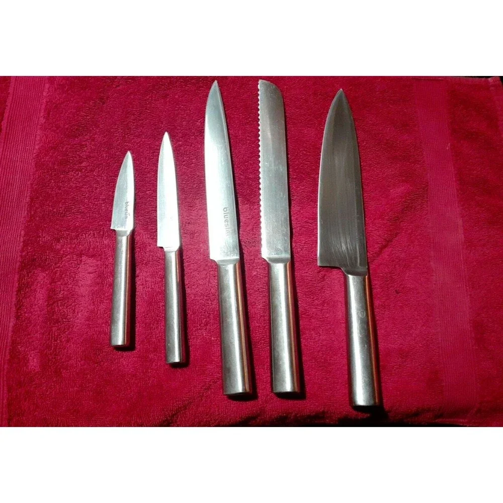 5 Piece Bluesim Kitchen Knife Set Great Pre-owned Condition